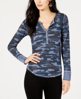 Lucky Brand Cotton Embroidered Henley Thermal Top - Macy's