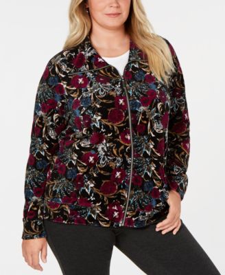 Karen Scott - Plus Size Floral-Print Jacket