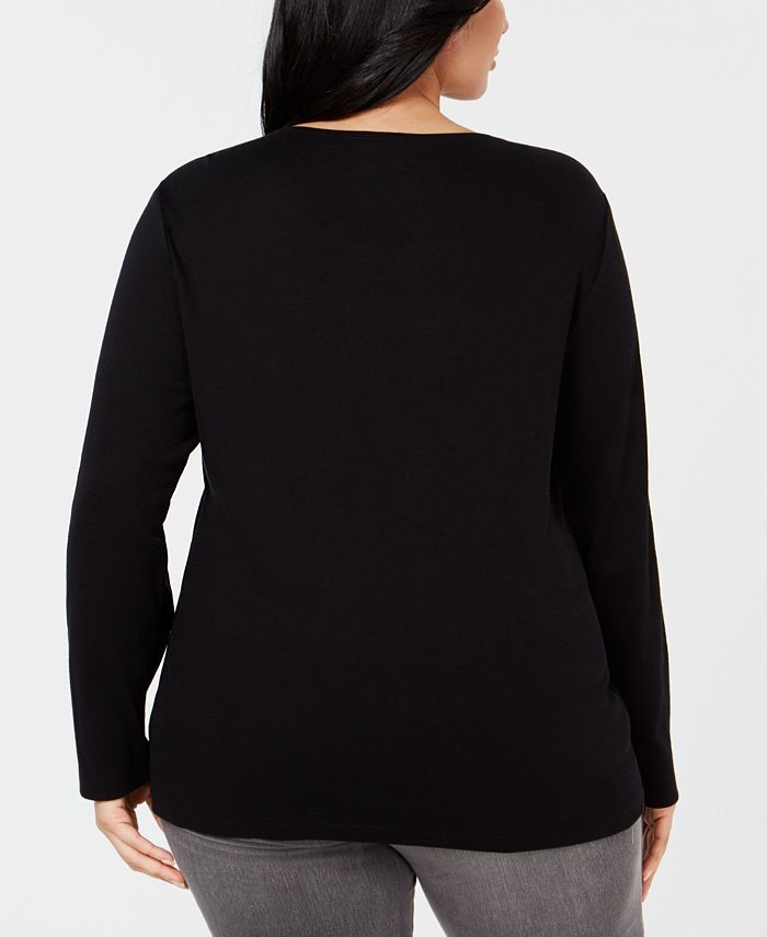 Karen Scott Plus Size Cotton Holiday-Theme T-Shirt, Created for Macy's ...