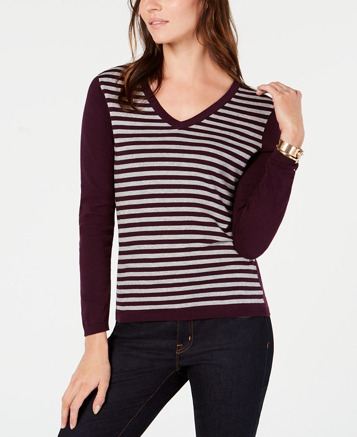 Tommy Hilfiger Cotton Striped Sweater, Created for Macy's & Reviews ...