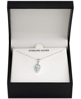 Blue Topaz Marquise 18" Pendant Necklace (1-1/5 ct. t.w.) in Sterling Silver