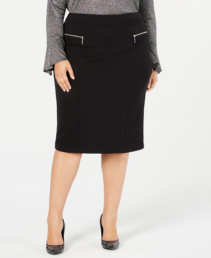 Michael Kors Plus Size Zipper-Trim Pencil Skirt - Macy's