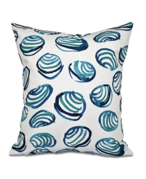 E By Design Clams 16 Inch Teal Decorative Coastal Throw Pillow