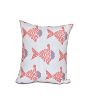 E By Design Fish Tales 16 Inch Coral And Light Purple Decorative Coastal Throw Pillow