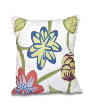 E By Design Tropical Floral 16 Inch Coral Decorative Floral Throw Pillow