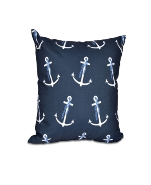E By Design Anchor Whimsy 16 Inch Navy Blue Decorative Nautical Throw Pillow