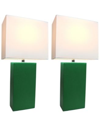 Elegant Designs 2 Pack Modern Leather Table Lamps with White Fabric Shades