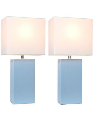 Elegant Designs 2 Pack Modern Leather Table Lamps with White Fabric Shades
