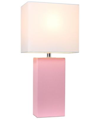 Elegant Designs Modern Leather Table Lamp with White Fabric Shade