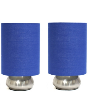 Simple Designs Gemini 2 Pack Mini Touch Table Lamp Set with Fabric Shades