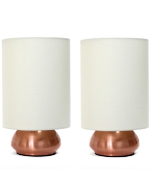 Simple Designs Gemini 2 Pack Mini Touch Table Lamp Set with Fabric Shades
