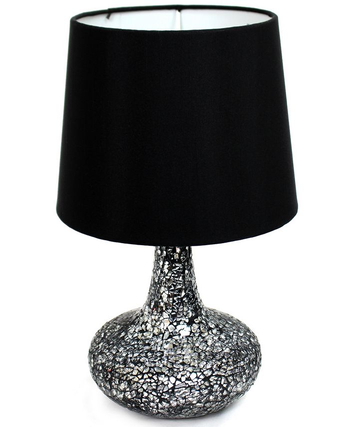 Simple Designs - Mosaic Tiled Glass Genie Table Lamp with Fabric Shade