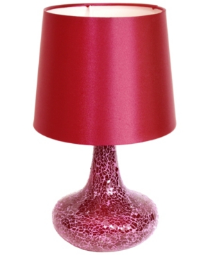 Simple Designs Mosaic Tiled Glass Genie Table Lamp with Fabric Shade