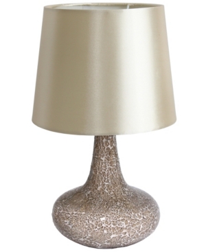 Simple Designs Mosaic Tiled Glass Genie Table Lamp with Fabric Shade
