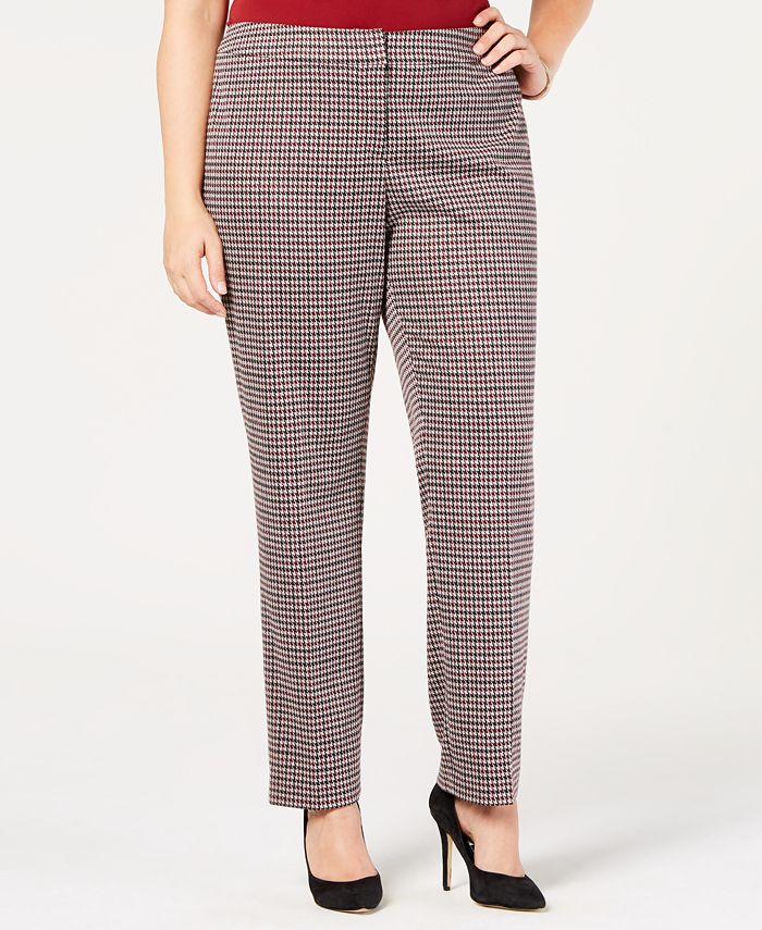 Nine West Plus Size Houndstooth Tapered Pants - Macy's