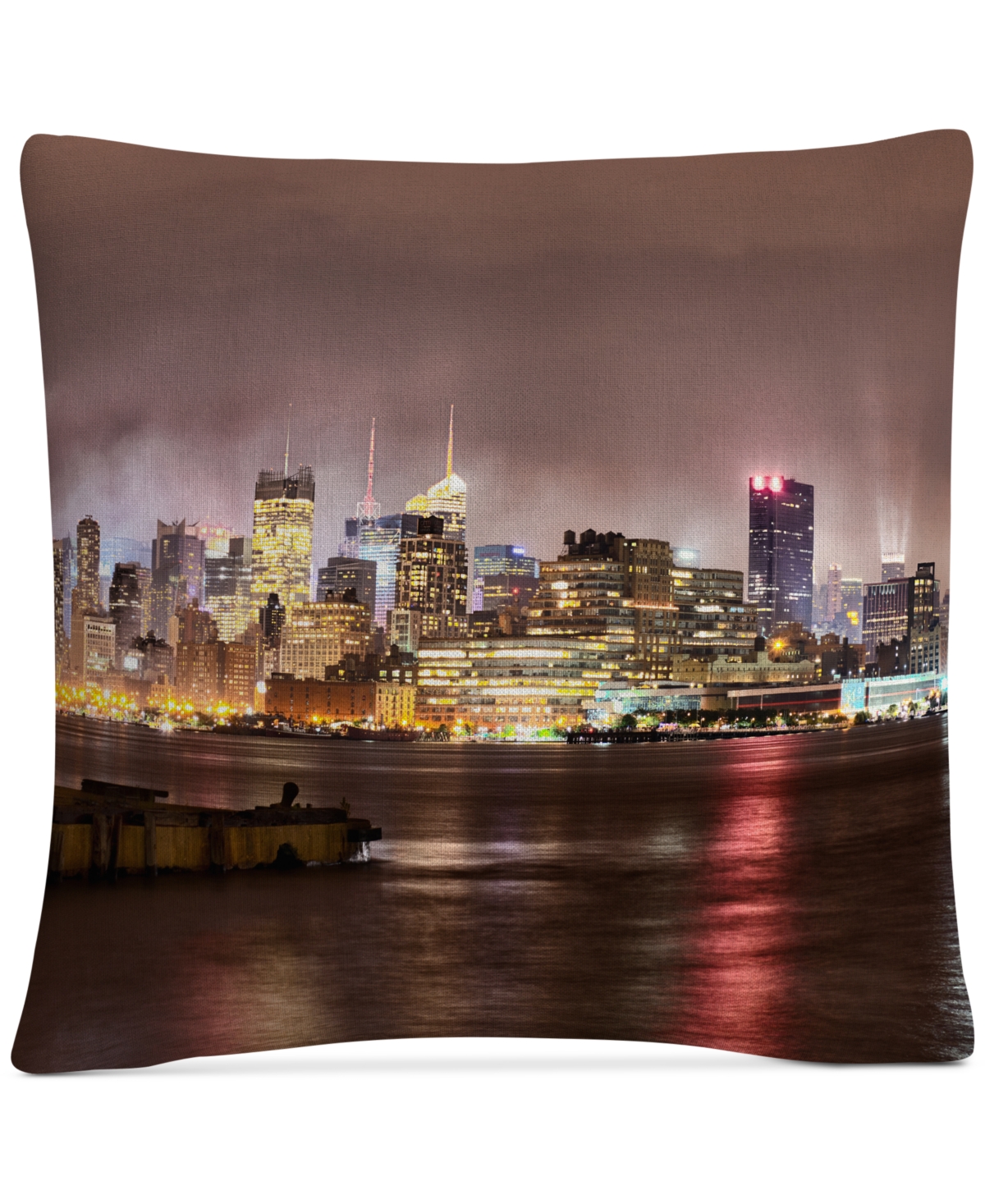 David Ayash Midtown Manhattan Over the Hudson River Decorative Pillow, 16 x 16