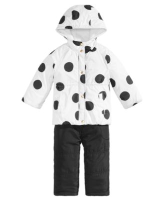 Carter's - Little Girls Dot-Print Hooded Snowsuit