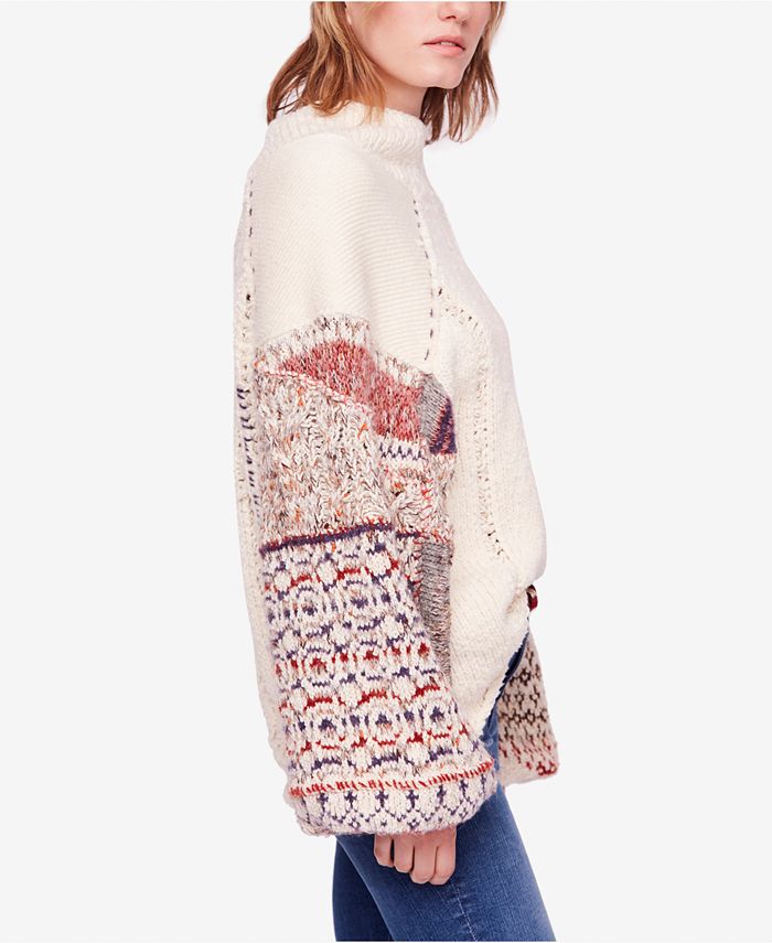 Free People Mixed-Material Mended-Detail Sweater - Macy's