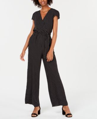 Be Bop - Juniors' Wide-Leg Polka-Dot Jumpsuit