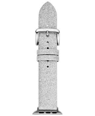 kate spade new york - Women's Silver-Tone Glitter Leather Apple Watch&reg; Strap