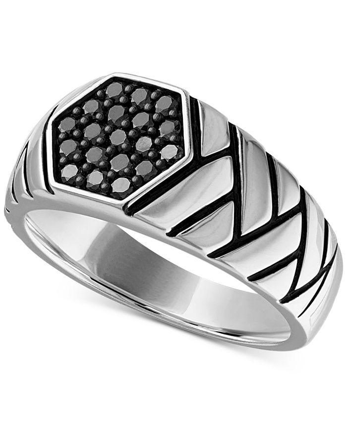 Esquire Men's Jewelry Diamond Brick Pattern Ring (1/2 ct. t.w.) in ...