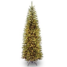 National Tree 6 .5' Kingswood Fir Hinged Pencil Tree with 250 Clear Lights