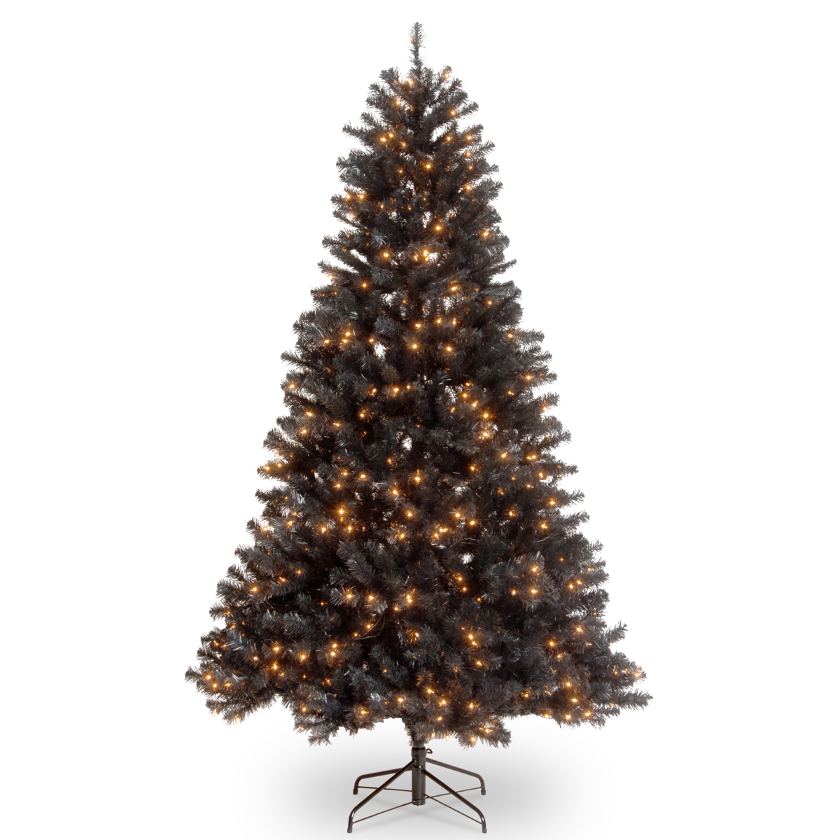 National Tree 7' North Valley Black Spruce Hinged Tree with 500 Clear Lights - Black
