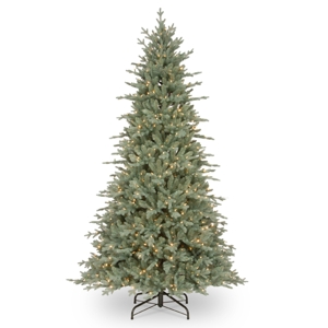 National Tree 7 5' Feel Real Buckingham Blue Spruce Hinged Tree with 650 Clear Lights