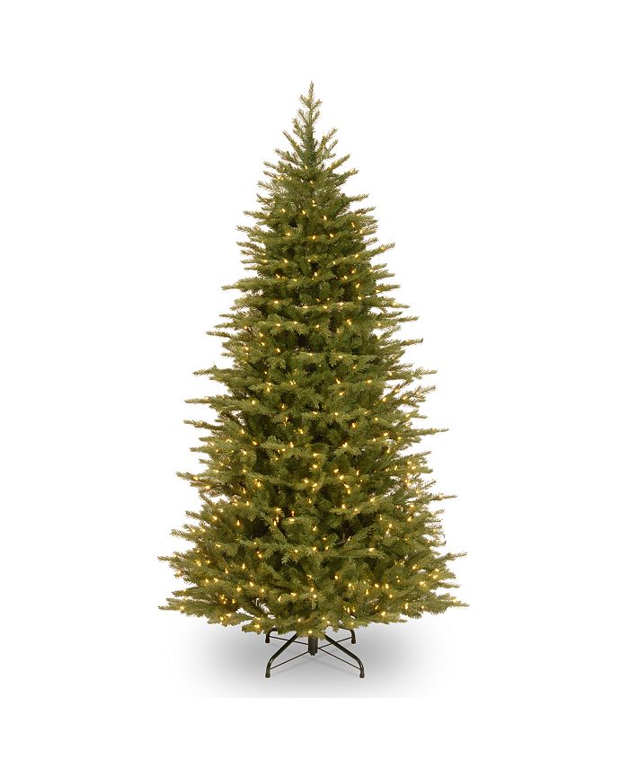 National Tree Company - 6 .5' Feel Real  Nordic Spruce Slim Hinged Tree with 500 Dual Color  LED Lights
