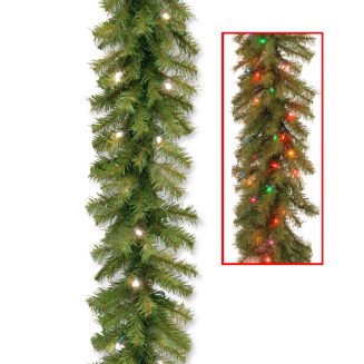 National Tree store Pre-Lit Artificial Christmas Garland, Green, Norwood Fir 9’