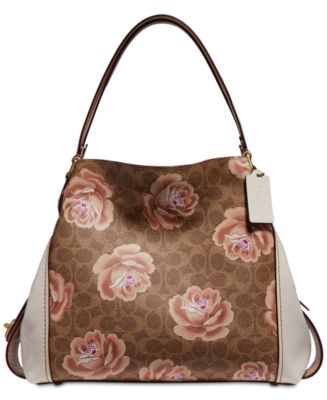 COACH Coated Canvas Signature Rose Print Edie 31 Shoulder Bag Macy s