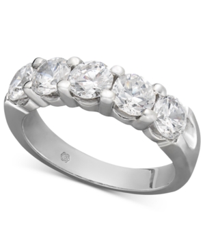 Certified Five Diamond Station Band Ring in 14k White Gold (2 ct tw)