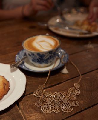 Gold-Tone Textured Disc Drama Necklace