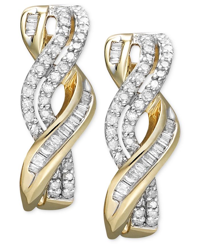 Macy s Diamond Twist Earrings in 14k Gold 1 2 ct. t.w. Macy s