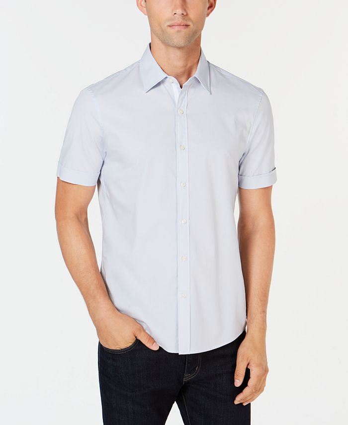 Michael Kors Men's Solid Stretch Button-Front Shirt - Macy's