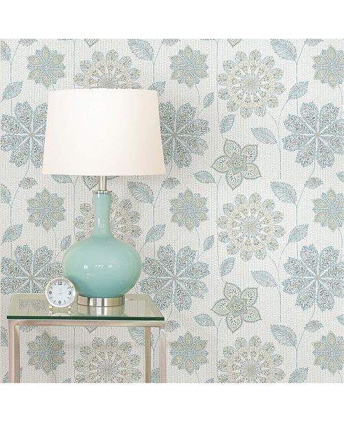 Brewster Home Fashions Gypsy Floral Blue Green Peel And Stick