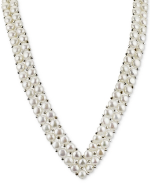 image of Cultured Freshwater Button Pearl (6mm) and Silver Bead 