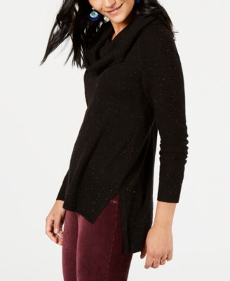 Style & Co - Tweed Cowl-Neck High-Low Sweater