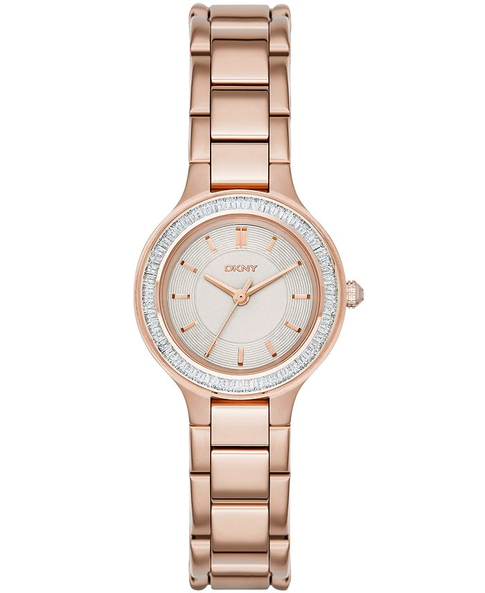 DKNY Women's Chambers Rose Gold-Tone Stainless Steel Bracelet Watch ...