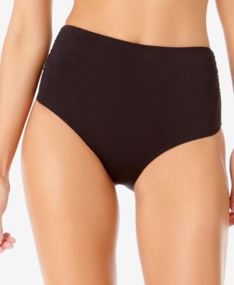 Photo 1 of Anne Cole - Convertible High Waist Shirred Swim Bottom, Black / S