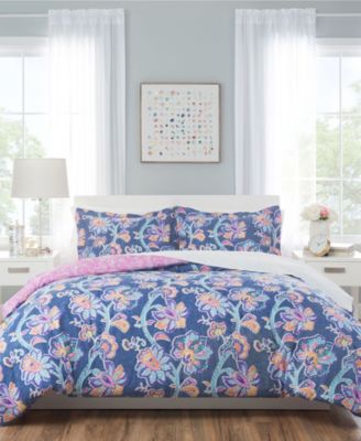 Nicole Miller Blue floral reversible quilt ! outlet