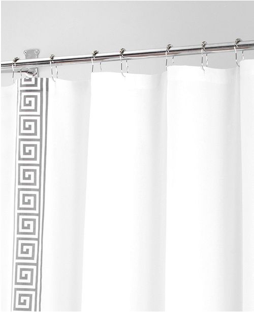 Nicole Miller Printed Greek Key Spring Cotton Shower Curtain