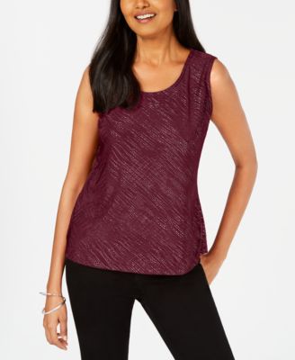 JM Collection - Petite Jacquard-Print Top