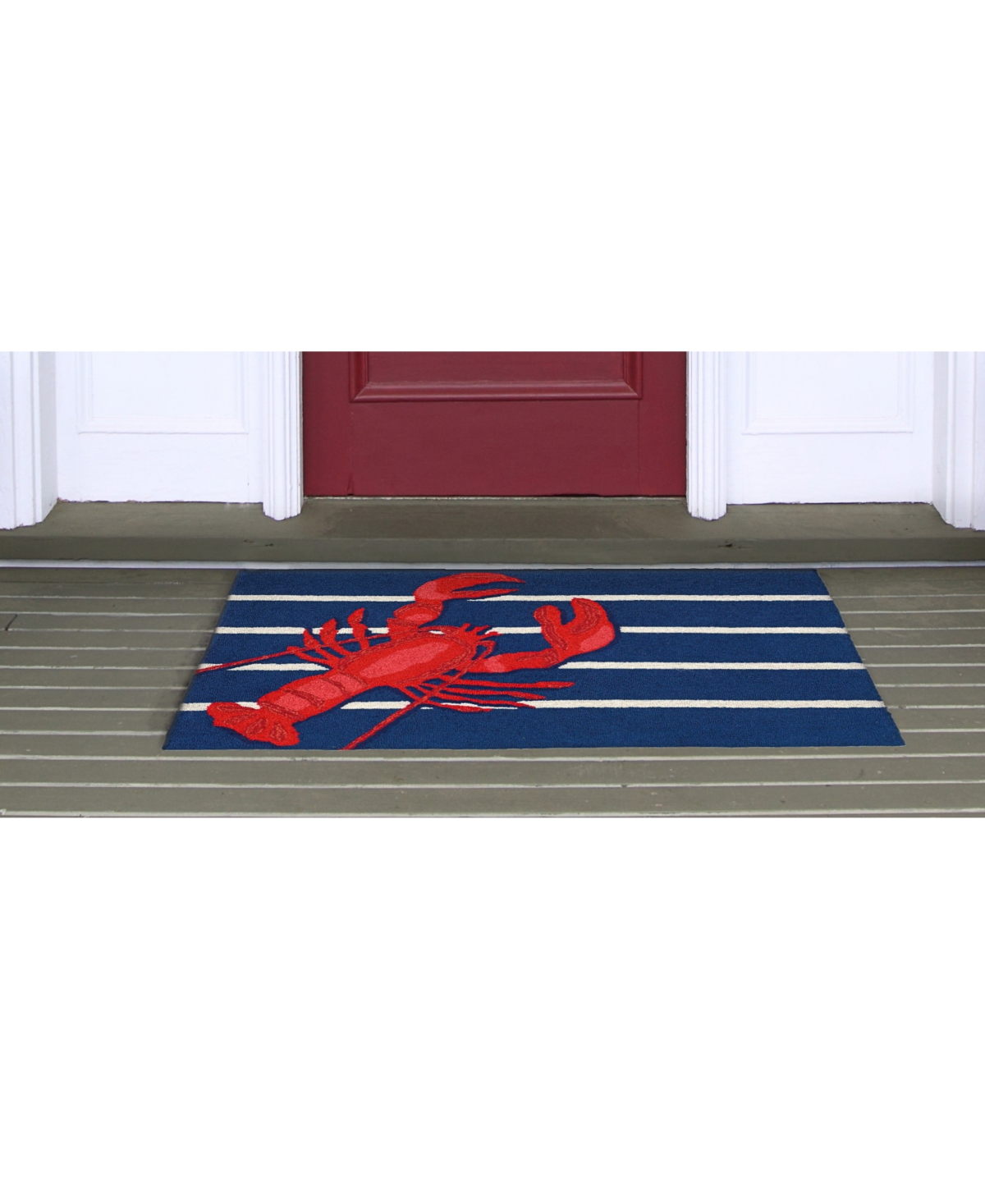 Liora Manne Front Porch Indoor/Outdoor Lobster on Stripes Navy 2'6" x 4' Area Rug