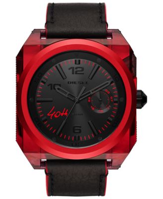 Diesel - Men's 40th Anniversary Limited Edition Black Leather Strap Watch 47x55mm