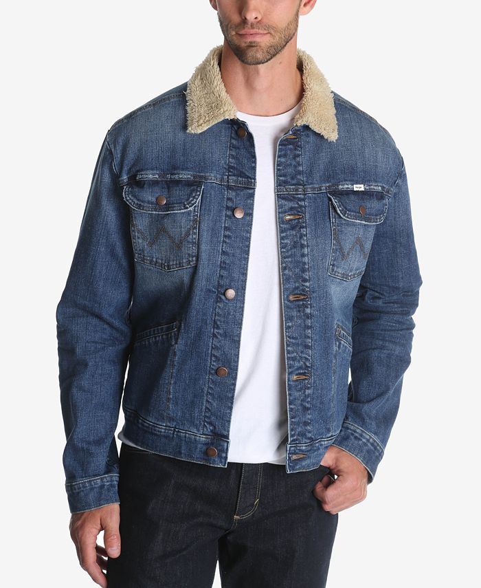 Wrangler Men's Fleece Lined Denim Trucker Jacket & Reviews - Coats & Jackets  - Men - Macy's