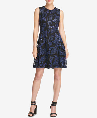 DKNY Lace Fit & Flare Dress, Created for Macy's & Reviews - Dresses ...