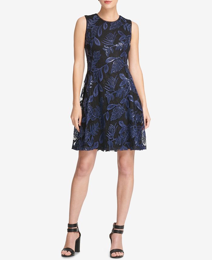 DKNY Lace Fit & Flare Dress, Created for Macy's - Macy's