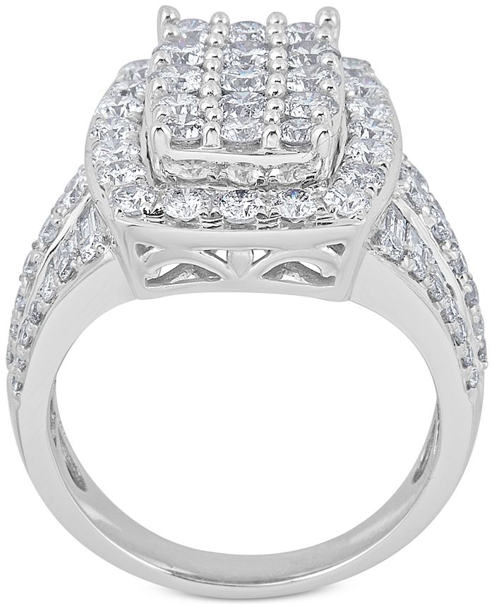Macy's Diamond (3-1/3 ct. t.w.) Cluster Ring in 14k White Gold - Macy's