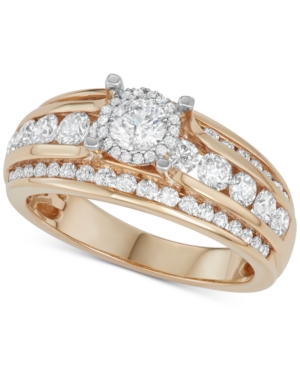 image of Diamond Channel-Set Three Row Engagement Ring (1-1/2 ct. t.w.) in 14k Gold